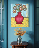 Joyce Wynes - "Floral: Whirlybird Flowers in Red Vase"