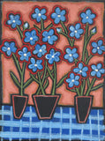 Joyce Wynes - "Floral: Blue Flowers in 3 Vases"