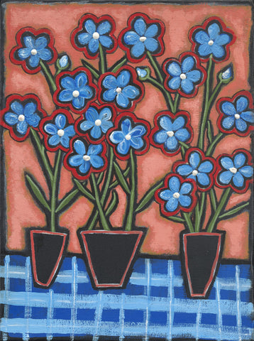 Joyce Wynes - "Floral: Blue Flowers in 3 Vases"