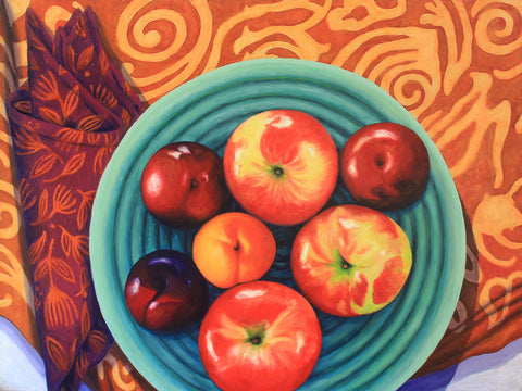 Sandra Bryant - "Apples on a Red Cloth"