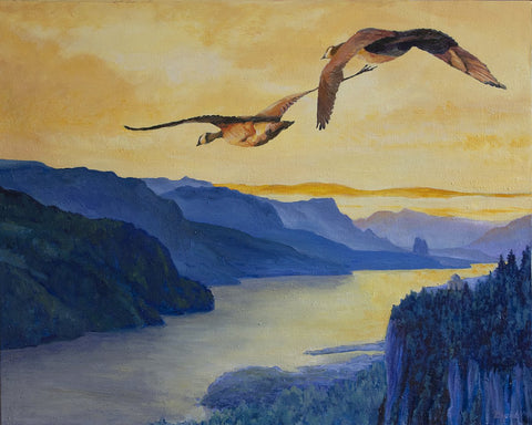 Sandra Bryant - "Canada Geese on the Columbia"