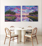 Heather Nagy - "Pines at Sunset Diptych"