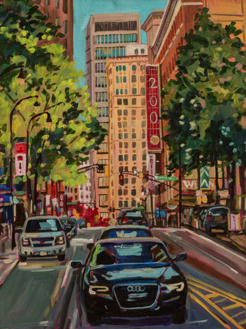 Heather Nagy - "Atlanta Street scene 3 (Along Peachtree by the Weston Hotel)"