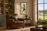 Bogey in a golf-course home den; framing illustrative and scale approximate