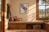Boot and Spur in a ranch mudroom; framing illustrative and scale approximate