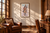 Cowboy on Horse in a ranch study; illustrative framing and approximate scale