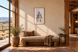 Cowgirl on Horse in a ranch entry; illustrative framing and approximate scale