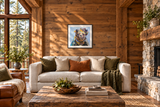 Forest Queen in a forest cabin; illustrative framing and approximate scale