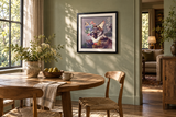 Fox and Flowers displayed in a woodland cottage dining nook; scale approximate
