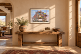 Stagecoach in a Southwestern entryway; framing illustrative and scale approximate