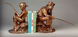 Beginner's Luck Bookends - Bronze Sculpture by artist Gary Lee Price