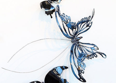 Butterflyor Moth Size 8 - Vitreous Enamel on Steel Sculpture by artist Christie Hackler