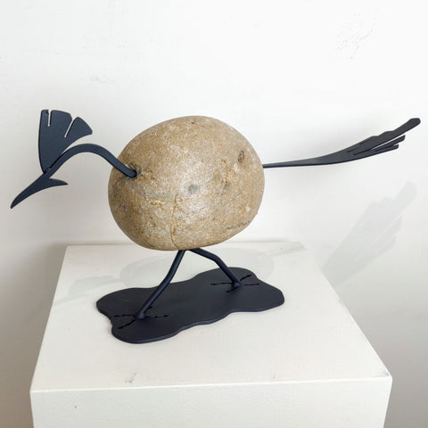 DORIS | Roadrunner 3BY - Fieldstone and Iron Sculpture by artist Charles Adams and Thomas Widhalm