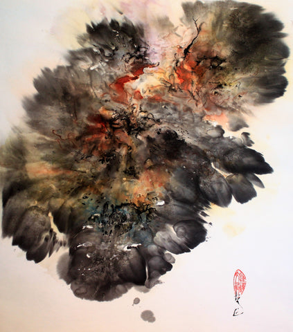 Slot Canyon 1 - Ink and watercolor on ricepaper Paintings by artist Karen Kurka Jensen