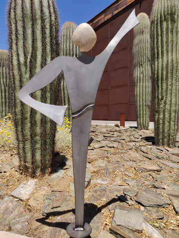 Rock Spirit Male 7RS - Fieldstone and Iron Sculpture by artist Charles Adams and Thomas Widhalm