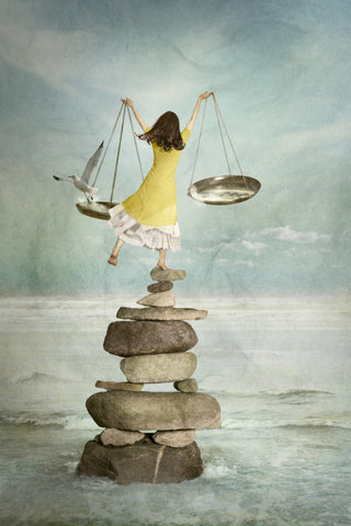 Tipping the Scales - Photo Collage on Watercolor Paper Photography by artist Elisabeth Ladwig