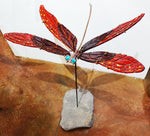 Damselfly #2 Red/Scarlet Red - Fused Glass and Copper Sculpture by artist Mason Parker