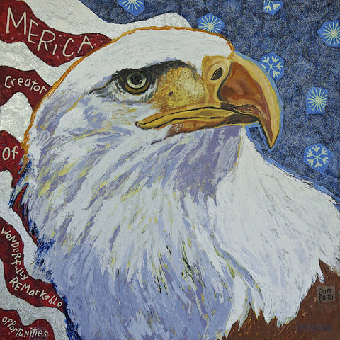 Merica (Bald Eagle) -  Collage by artist Yvonne Gaudet