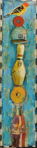 Bird on a Totem Series - Acrylic /Mixed Media Paintings by artist Dave Newman
