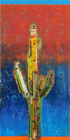 S & H Green Stamps & Saguaro - Acrylic /Mixed Media Paintings by artist Dave Newman