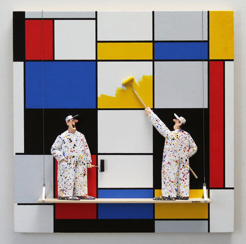Composition A (Mondrian) - Acrylic/Paper Mache' Paintings by artist Stephen Hansen