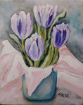 Moody Tulips - oil on canvas  by artist Michelle Marcotte