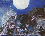 Midnight Moon Over Mountains - acrylic on canvas  by artist Cara Stefano