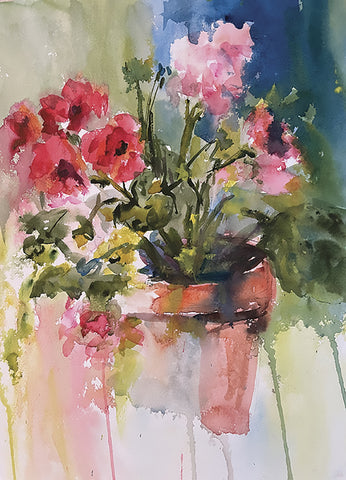Patio Pot - watercolor  by artist Patricia Kness