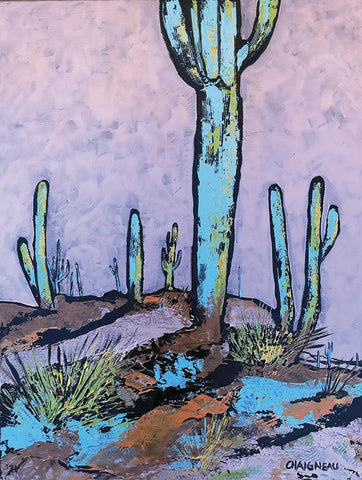 Saguaro Blues - Metallic Acrylic  by artist Anthony Smith-Chaigneau