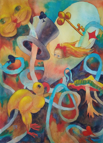 Alice Spinning Tales - Watercolor  by artist Vera Gubnitskaia