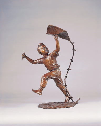Windy Days Boy - Bronze Sculpture by artist Gary Lee Price