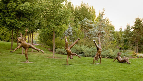 Cartwheel Kids Set - Bronze Sculpture by artist Gary Lee Price